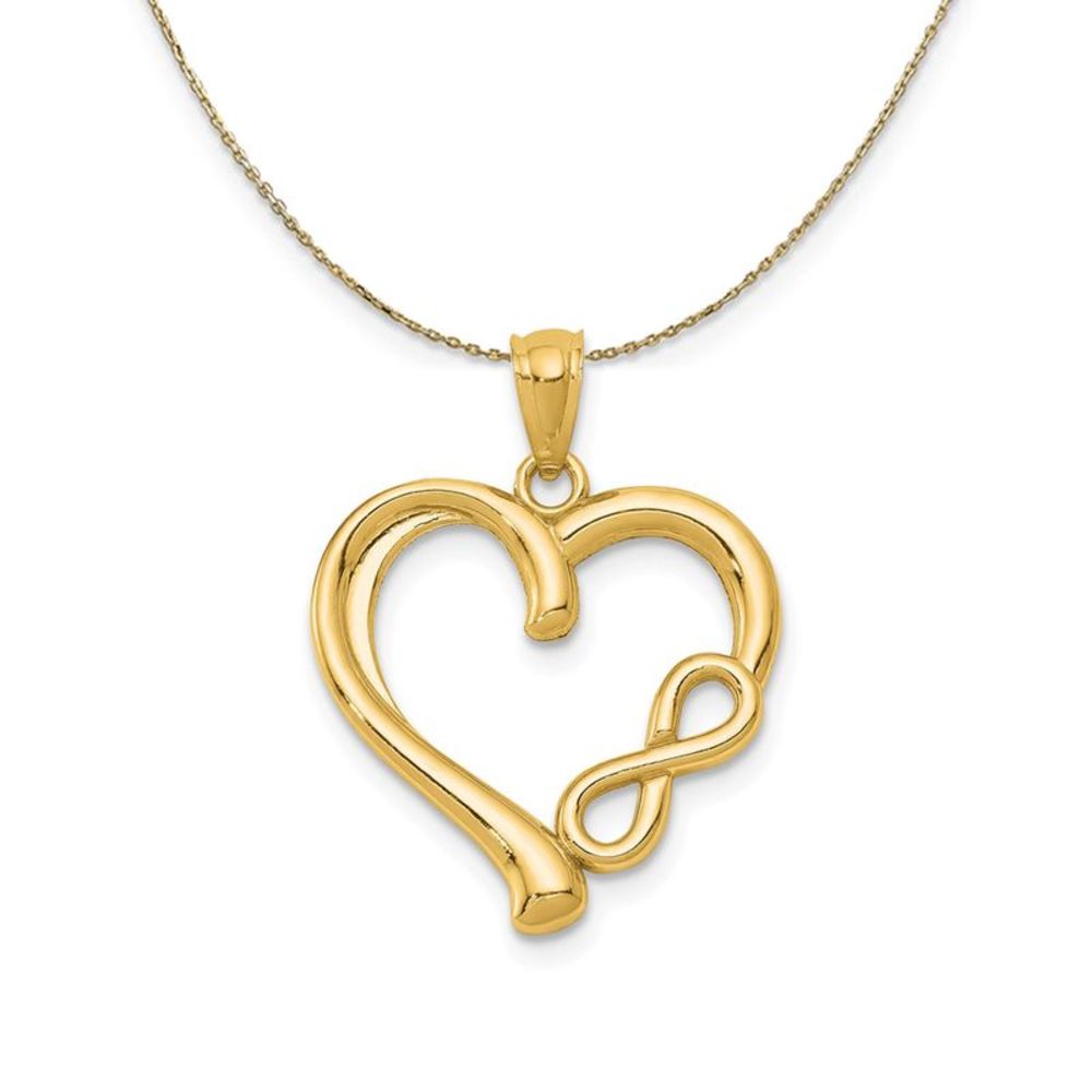 14k Yellow Gold Small Infinity Heart Necklace - 20 Inch